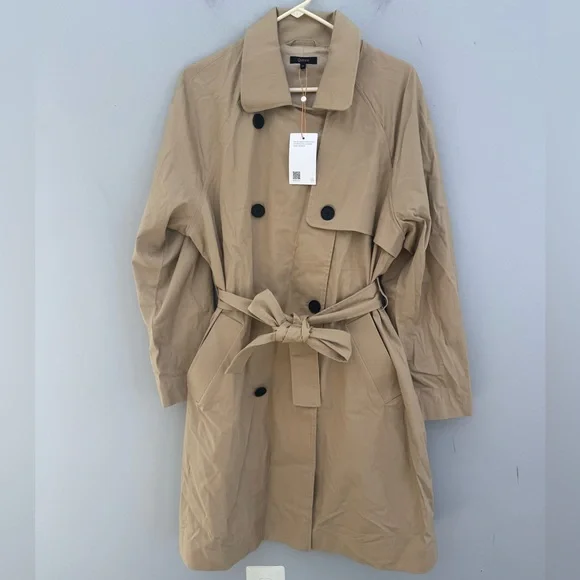 BRAND NEW Quince Beige Double-Breasted Trench Coat in XL - Picture 8 of 12